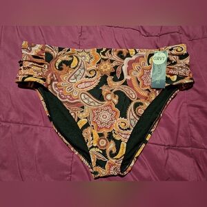 NWT Aqua Couture Curvy Swimsuit Bottom 2X Black Paisley‎